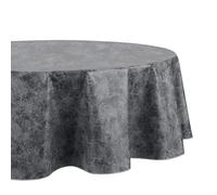 Elrene Home Fashions Mesa Marble Water- and Stain-Resistant Vinyl Tablecloth with Flannel Backing, 60 Inches X 84 Inches, Oval, Black