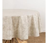 Elrene Home Fashions Mesa Marble Water- and Stain-Resistant Vinyl Tablecloth with Flannel Backing, 60 Inches X 84 Inches, Oval, Ivory
