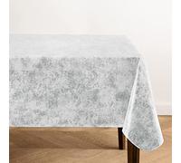 Elrene Home Fashions Mesa Marble Water- and Stain-Resistant Vinyl Tablecloth with Flannel Backing, 60 Inches X 120 Inches, Rectangle, Gray/White