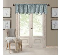 Elrene Home Fashions Mia Jacquard Scroll Blackout Single Window Valance, 19.00" x 52.00", Blue