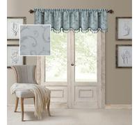 Elrene Home Fashions Mia Jacquard Scroll Blackout Single Window Valance, 19.00" x 52.00", Blue