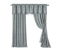 Elrene Home Fashions Mia Jacquard Scroll Blackout Window Curtain, 52" x 95" (1 Panel), Blue