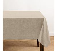 Elrene Home Fashions Monterey Linen Inspired Water- and Stain-Resistant Vinyl Tablecloth with Flannel Backing, 60 inches X 120 inches, Rectangle, Taupe
