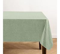 Elrene Home Fashions Monterey Linen Inspired Water- and Stain-Resistant Vinyl Tablecloth with Flannel Backing, 60 inches X 84 inches, Rectangle, Sage