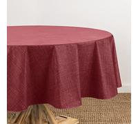 Elrene Home Fashions Monterey Linen Inspired Water & Stain Resistant Vinyl Tablecloth with Flannel Backing, 70x70 Inch Round Brick