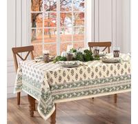 Elrene Home Fashions Nomad Winter Block Print Christmas/Holiday Rectangle Wrinkle Resistant Tablecloth, 60"x84"