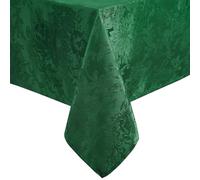Elrene Home Fashions Poinsettia Elegance Jacquard Christmas/Holiday Waterproof Stain Resistant Dining Tablecloth, 60"X144" Oblong/Rectangle, Green