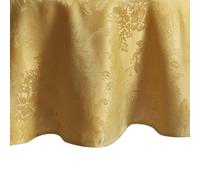 Elrene Home Fashions Poinsettia Elegance Jacquard Holiday Tablecloth, 70" Round, Gold