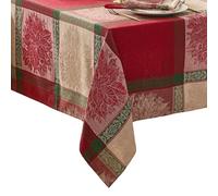 Elrene Home Fashions Prestige Poinsettia Jacquard Woven Cotton Christmas/Holiday Rectangle Tablecloth, 60"X84"