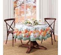 Elrene Home Fashions Pumpkin Harvest Vine Double Border Tablecloth, 60"x84" Oval