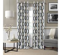 Elrene Home Fashions Renzo Ikat Geometric Room-Darkening Window Curtain, Living Room and Bedroom Drape with Grommets, 52" x 95", 1 Panel, Indigo