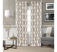 Elrene Home Fashions Renzo Ikat Geometric Room-Darkening Window Curtain, Living Room and Bedroom Drape with Grommets, 52"x95", 1 Panel, Natural