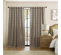 Elrene Home Fashions Sawyer Windowpane Plaid Blackout Window Curtain Panel with Rod Pocket/Back Tabs for Living Room/Bedroom/Office, 52"x84", Taupe