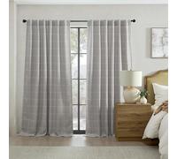 Elrene Home Fashions Sawyer Windowpane Plaid Blackout Window Curtain Panel with Rod Pocket/Back Tabs for Living Room/Bedroom/Office, 52"x84", Gray