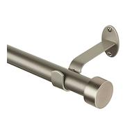 Elrene Home Fashions Serena 1" Window Drapery Single Curtain Rod with Contemporary Cap Finial, 86"-120" Adjustable, Antique Pewter
