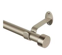 Elrene Home Fashions Serena Single Curtain Rod for Curtains and Drapery with Contemporary Cap Finials, 1-Inch Diameter, 28" - 48" Adjustable Rod, Polished Nickel
