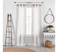 Elrene Home Fashions Shilo Boho Sheer Tab Top Window Curtain Panel with Tassels, 52"x95" (1, Terracotta