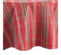 Elrene Home Fashions Shimmering Plaid Holiday Fabric Tablecloth, 60" x 84" Oval, Red