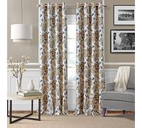 Elrene Home Fashions Single Panel Window Curtain Drape, Polyester, Gray/Gold, 52 in x 95 in