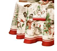 Elrene Home Fashions Snowman Winterland Holiday Snowflake Tablecloth, 70" Round, Multi Color