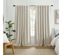 Elrene Home Fashions Solace 100% Max-Blackout Energy Efficient Solid Texture Window Curtain Panel with Rod Pocket/Back Tabs for Living Room/Bedroom/Home Office, 52"x84", Linen