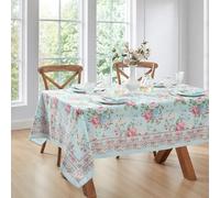 Elrene Home Fashions Spring Summer Vintage Floral Garden Cottage Border Fabric Rectangle Tablecloth, 60"x120"