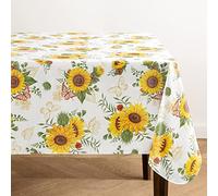 Elrene Home Fashions Sunflower Season Vintage Floral Water- and Stain-Resistant Vinyl Tablecloth with Flannel Backing, 60 Inches X 120 Inches, Rectangle