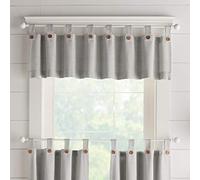 Elrene Home Fashions Tucker Solid Button Window Curtain Kitchen Valance, 60" W x 15" L (1, Gray