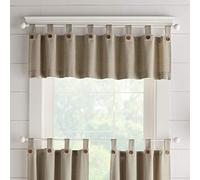 Elrene Home Fashions Tucker Solid Button Window Curtain Kitchen Valance, 60" W x 15" L (1, Linen