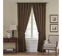 Elrene Home Fashions Versailles Faux-Silk Room-Darkening Curtain Panel, Blackout Curtain with Rod Pocket, 52 Inches by 108 Inches, Chocolate Brown, 1 Panel
