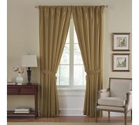 Elrene Home Fashions Versailles Faux-Silk Room-Darkening Curtain Panel, Blackout Curtain with Rod Pocket, 52 Inches by 95 Inches, Gold, 1 Panel