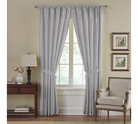 Elrene Home Fashions Versailles Faux-Silk Room-Darkening Curtain Panel, Blackout Curtain with Rod Pocket, 52 Inches by 108 Inches, Grey, 1 Panel