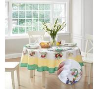 Elrene Home Fashions Villeroy & Boch French Garden Fleurence Stain and Water Resistant Dining Tablecloth, 70"x70" Round
