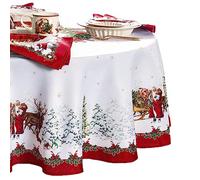 Elrene Home Fashions Villeroy & Boch Toy's Fantasy Holiday/Christmas Engineered Fabric Wrinkle Resistant Tablecloth, 60"x84" Oval, Multi