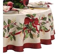 Elrene Home Fashions Villeroy & Boch Winter Bows & Garland Christmas/Holiday Tablecloth, 60"x84" Oval