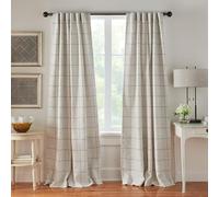 Elrene Home Fashions Windowpane Plaid Grid Blackout Window Curtain Panels/Drapes for Living, Bedroom, Dining Room, Linen, Grey, 52 in x 95 in