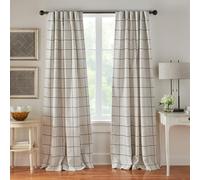 Elrene Windowpane Plaid Grid Blackout Window Curtain Panels/Drapes for Living, Bedroom, Dining Room, Linen, Indigo, 52" W x 95" L (Pack of 1)
