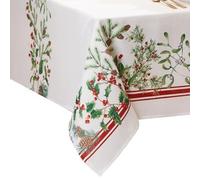 Elrene Home Fashions Winter Holiday Berry Bordered Tablecloth, Decorative Christmas Table Cover, 60" X 144", Oblong