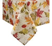 Elrene Printed Fabric Tablecloth for Fall/Harvest/Thanksgiving, Polyester, Autumn Leaves, 52"x70" Rectangle