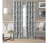 Elrene Single Panel Window Curtain Drape, Polyester, Blue/Taupe, 52 in x 95 in