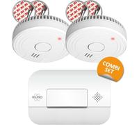 ELRO FF1840 fire Protection kit 2X Smoke Detector with Magnetic Attachment-5 Battery & Carbon Monoxide detector-10 Year Sensor, White, Value Pack, Advantage Package