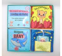 Els meus primers contes de bebè - Tres contes interactius per a nadons: Un llibre de tela amb solapes, un llibre de tela amb una joguina, i un llibre de bany amb colors màgics!