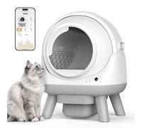 ELS PET Cat Litter Tray Self Cleaning Litter Box, G1 Automatic Cat Litter Box, Self-Cleaning Robot with Smart APP Control and Health Monitoring, Includes 2 Roll Trash Bag & Litter Mat, White