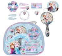 Elsa and Anna Beauty Toiletry Bag Accessory Set - Child's Hair Styling Kit with Headbands, Clips, Mirror and Bracelet