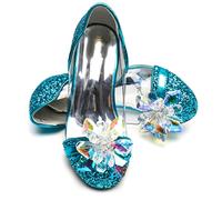 ELSA & ANNA Girls Snow Queen Princess Fancy Dress Up Party Shoes - 3cm Heel - Elsa Dress Up Shoes for Parties & Birthdays, Cosplay - Girls High Heels (BLU14) (Blue, 12.5 UK Child)