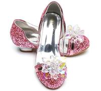 ELSA & ANNA Girls Snow Queen Princess Fancy Dress Up Party Shoes - 3cm Heel - Elsa Dress Up Shoes for Parties & Birthdays, Cosplay - Girls High Heels (PNK16) Pink