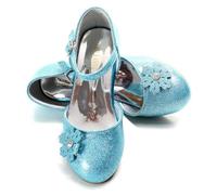 ELSA & ANNA Girls Snow Queen Princess Fancy Dress Up Party Shoes - 3cm Heel - Elsa Dress Up Shoes for Parties & Birthdays, Cosplay - Girls High Heels (BLU11-SH)