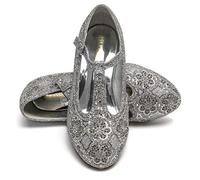 ELSA & ANNA Girls Snow Queen Princess Fancy Dress Up Party Shoes - 3cm Heel - Elsa Dress Up Shoes for Parties & Birthdays, Cosplay - Girls High Heels (SIL21) Silver