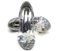 ELSA & ANNA Girls Snow Queen Princess Fancy Dress Up Party Shoes - 3cm Heel - Elsa Dress Up Shoes for Parties & Birthdays, Cosplay - Girls High Heels (SIL15)