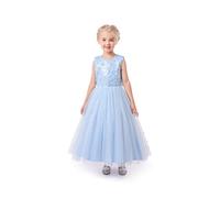 ELSA & ANNA Sleeveless Girls Formal Ball Gown Dress Wedding Bridesmaid Prom Party Dress Princess Halloween Christmas Fancy Costume XA2022-6BLU (5-6 Years) Blue